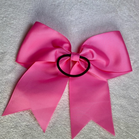 Large Pink Cheer Hair Bows Ponytail Holder in Lot of 12 - Picture 5 of 6